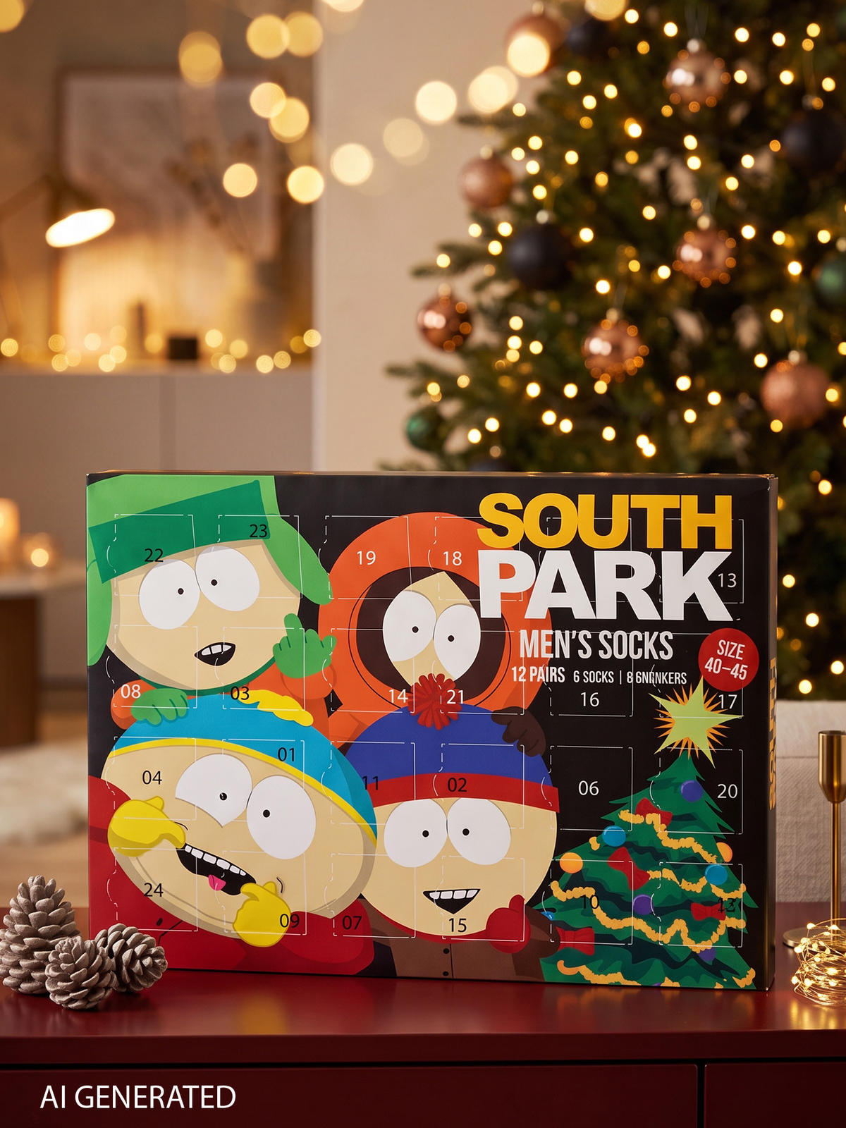 ADVENTSKALENDER South Park mit 12 Paar Socken Größe 40-45 - Multicolor, Textil (37/5/26.5cm) - United Labels