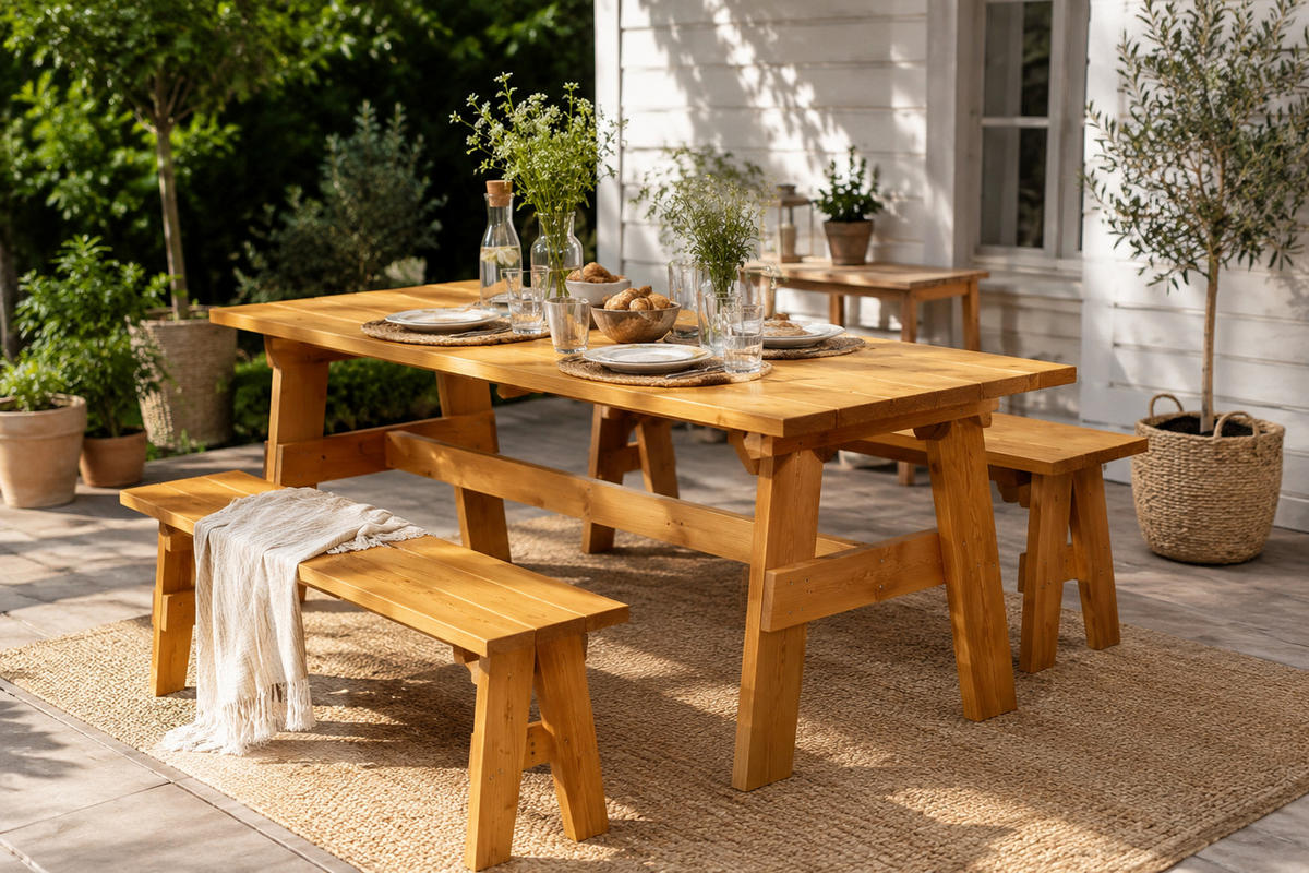 GARTENTISCH Drieburg 72x200cm aus Kiefer massiv - Braun, Holz (72/200/74cm) - TPFGarden