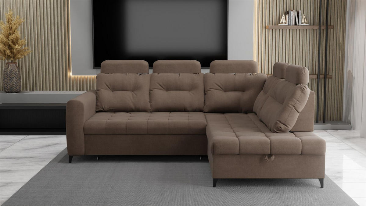 ECKSOFA Wendie - Braun, Holzwerkstoff/Textil (250/200cm) - Fun Möbel