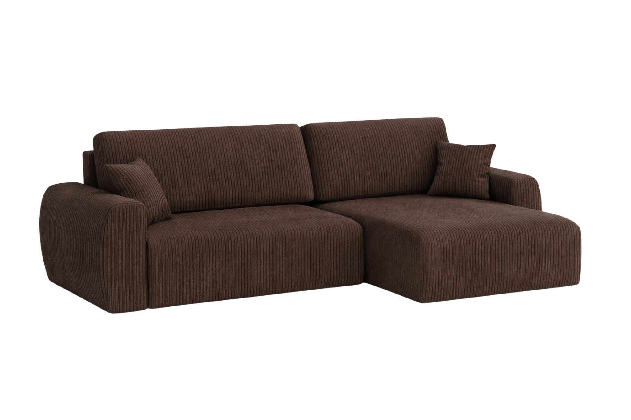 ECKSOFA Mit Schlaffunktion Ariel L, Cordstoff, Stoff Poso, Braun, Rechts - Braun, Holz (250/142cm) - Kaiser Möbel