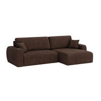 ECKSOFA Mit Schlaffunktion Ariel L, Cordstoff, Stoff Poso, Braun, Rechts - Braun, Holz (250/142cm) - Kaiser Möbel