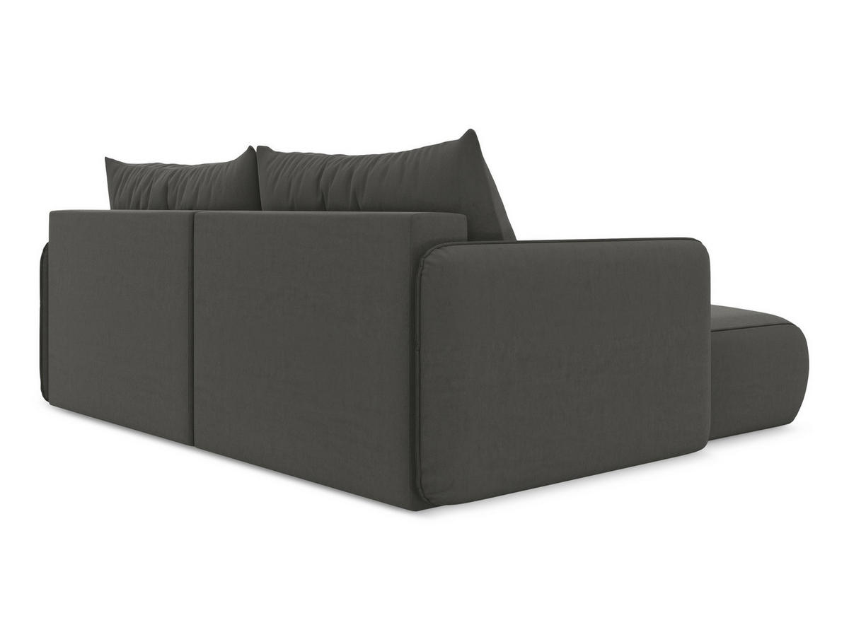 ECKSOFA mit Schlaffunktion Samt Stoff Grau - Dunkelgrau/Schwarz, Kunststoff/Textil (148/207cm) - Makamii