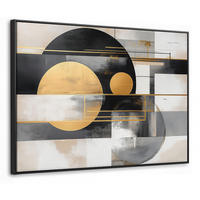 LEINWAND Bilder mit Rahmen - Abstrakt - Gold - Silber - Formen - Ästhetisch - Modern - 100x70 - Goldfarben, Textil (100/70cm) - MuchoWow