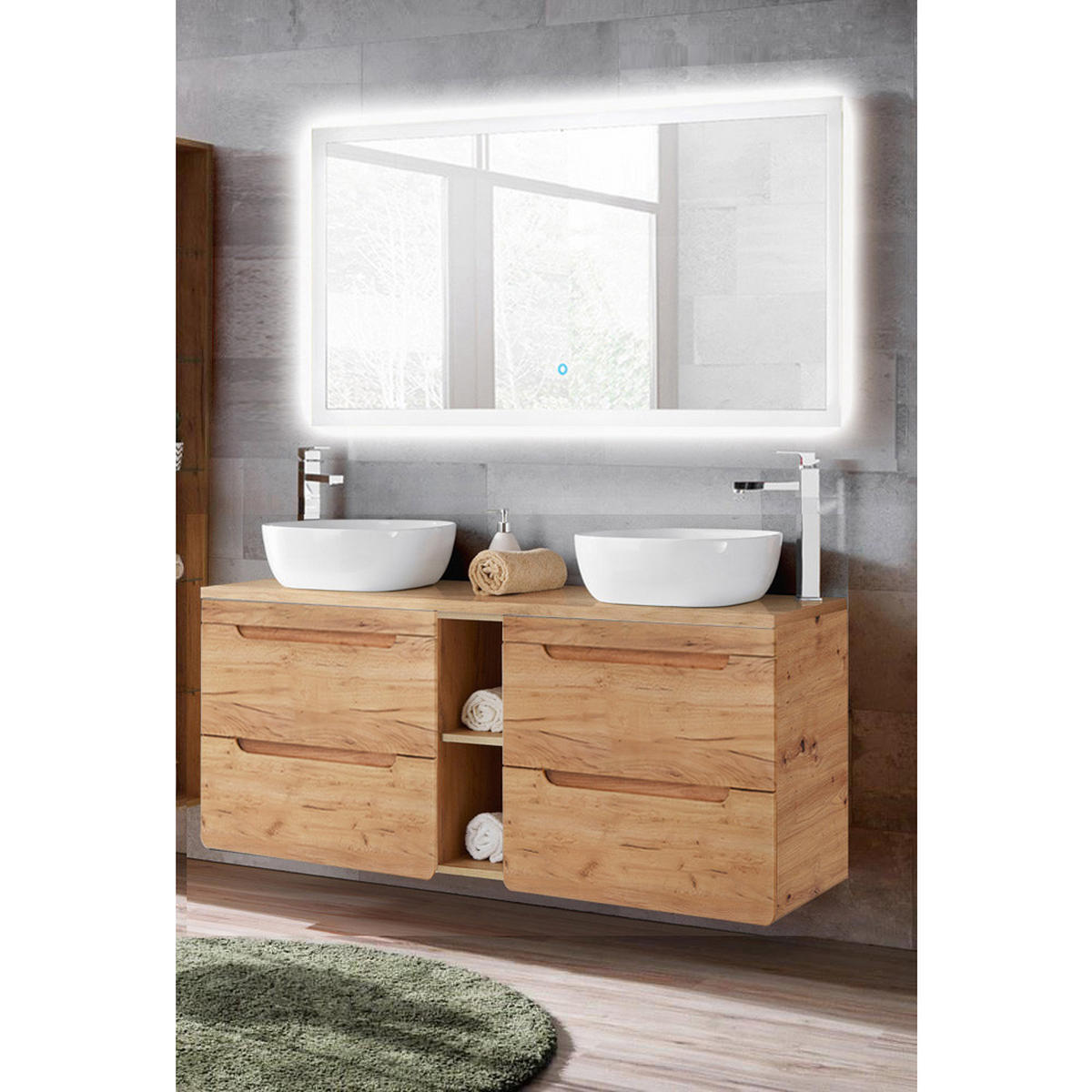 BADMÖBEL-SET 2-TLG. Luton-56 - Braun, Holzwerkstoff (141/200/46cm) - Lomado