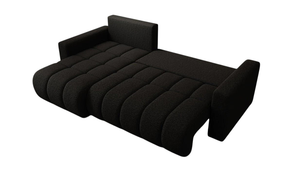 ECKSOFA GERRO Schlaffunktion Bettkasten Universal Boucle Schwarz - Schwarz, Textil (237/142cm) - Luxkor24