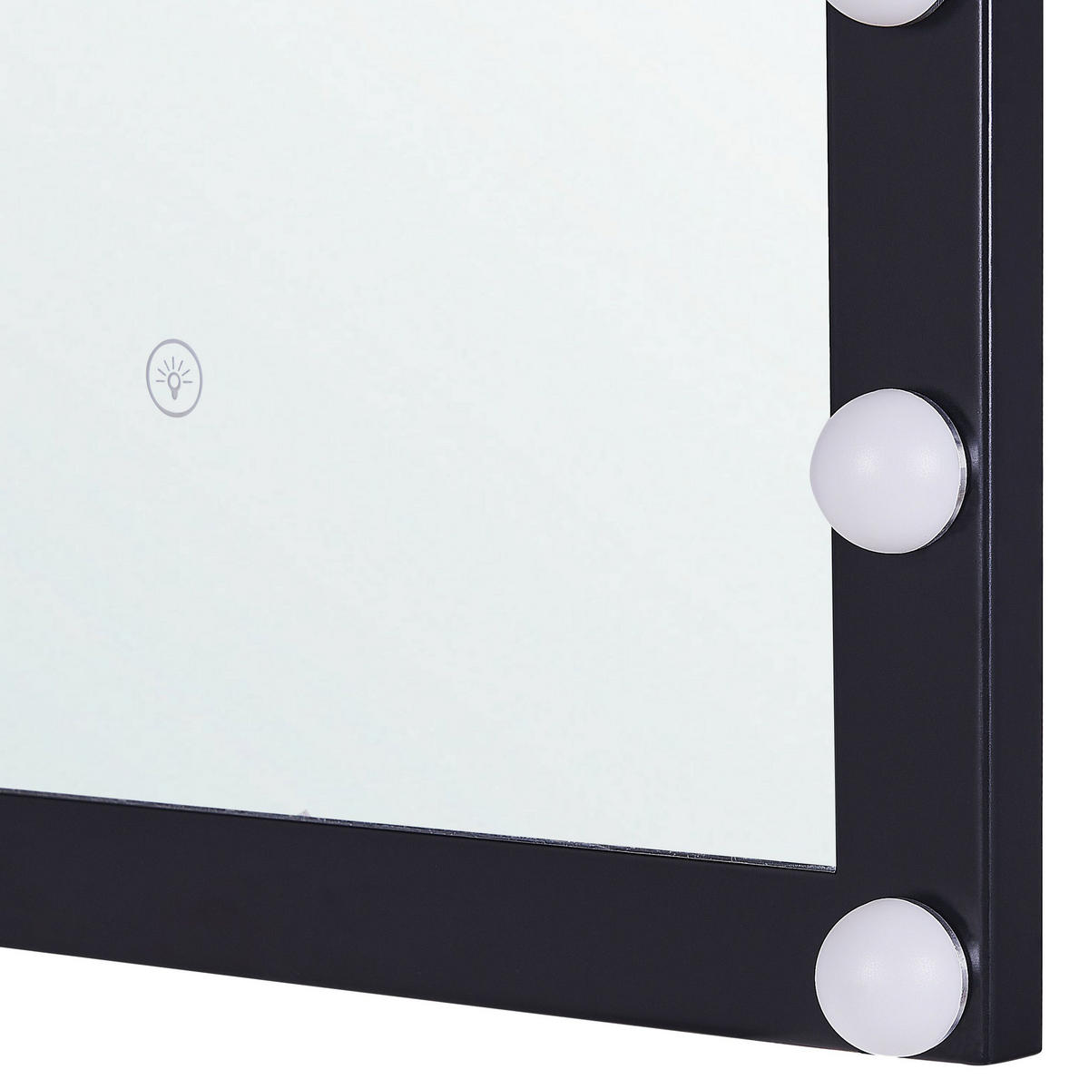 BADSPIEGEL mit LED-Beleuchtung schwarz rechteckig 50/60 cm Odenas - Schwarz, Metall (50/60/2cm) - Beliani