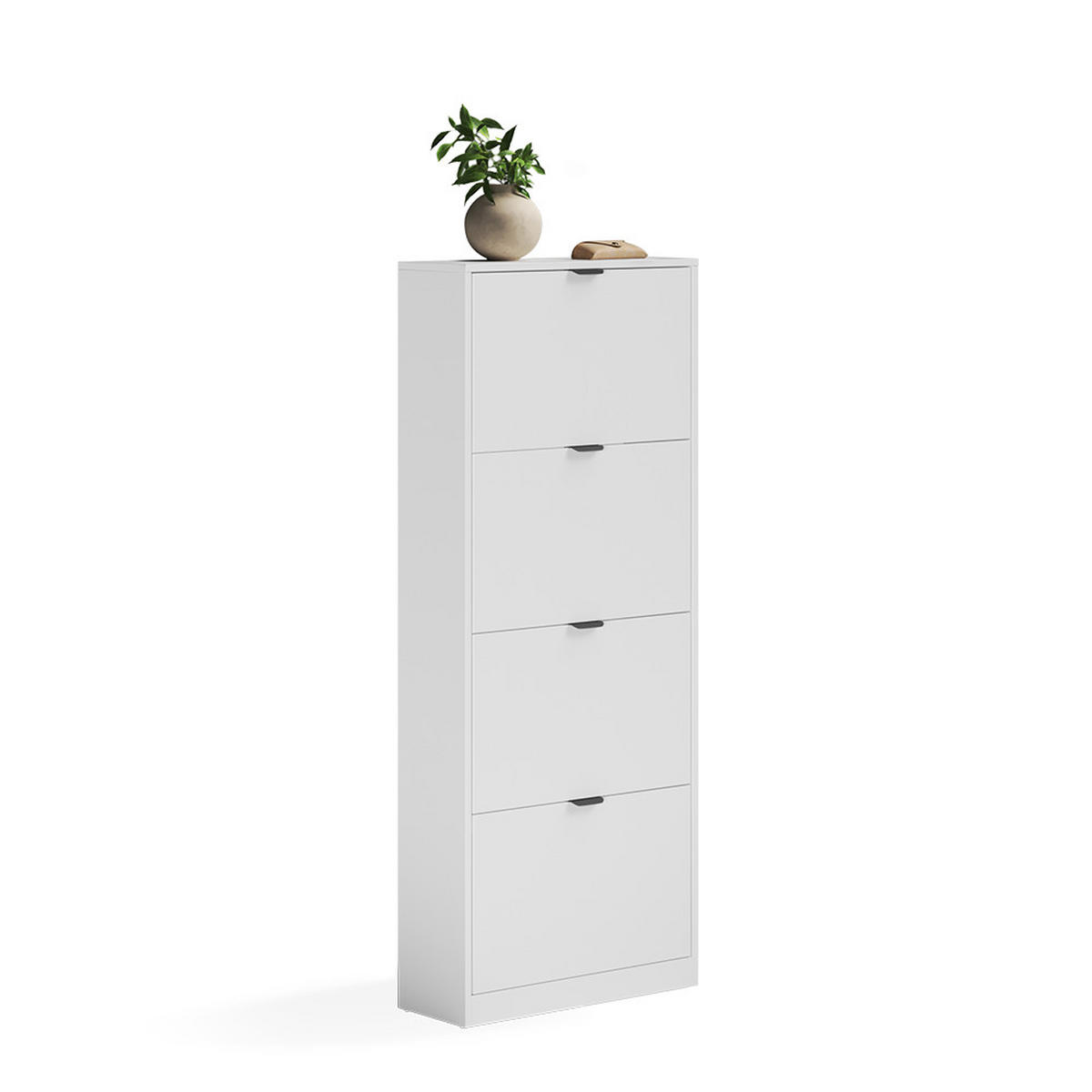 SCHUHKIPPER Gizmo, Weiß, 59 x 146.6 cm mit 4 Fächern - Schwarz/Weiß, Holzwerkstoff (59/146.6/22cm) - Vicco