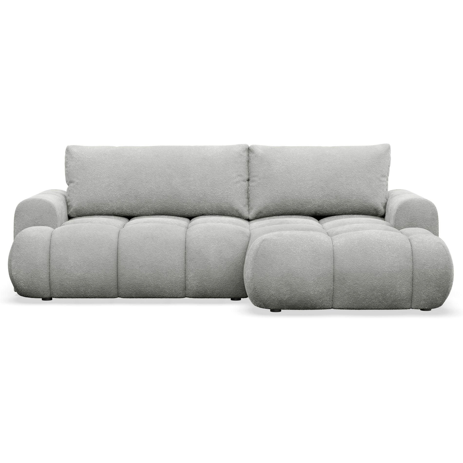 ECKSOFA Ombo Mini, Hellgrau Bouclé, rechtsseitig - Hellgrau/Schwarz, Kunststoff/Textil (155/246cm) - Selsey