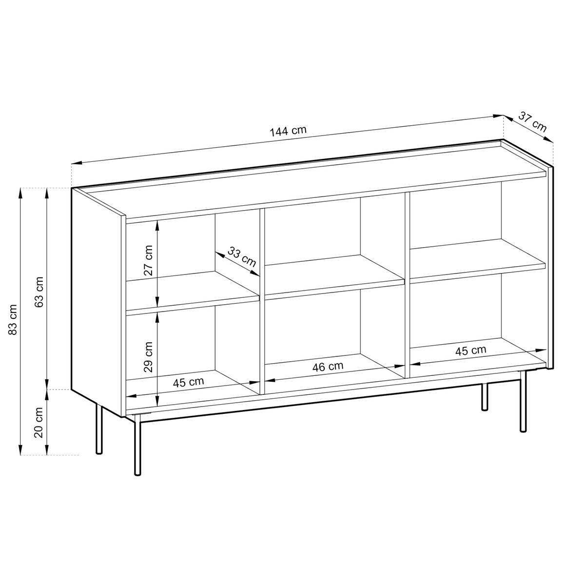 SIDEBOARD KELOWNA KOM1-3D System der leisen Schließung der Fronten, Kaschmir - Kaschmir, Holzwerkstoff/Kunststoff (144/83/37cm) - Komodee