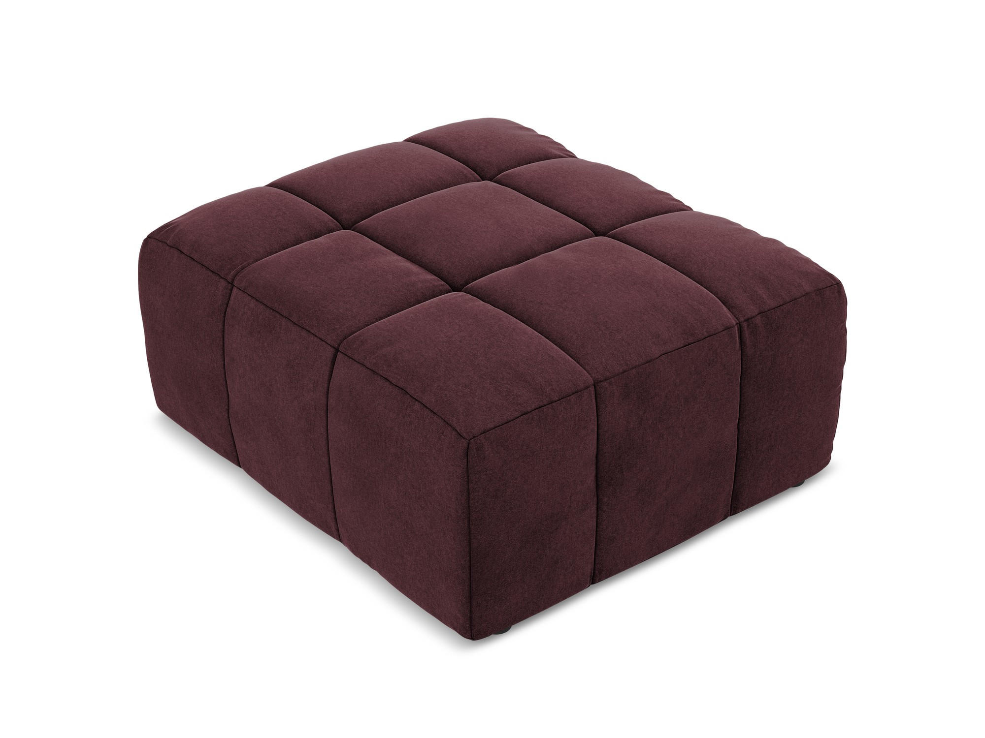 POUF Samt Stoff Rot - Weinrot/Schwarz, Holzwerkstoff/Kunststoff (75/41/90cm) - Makamii