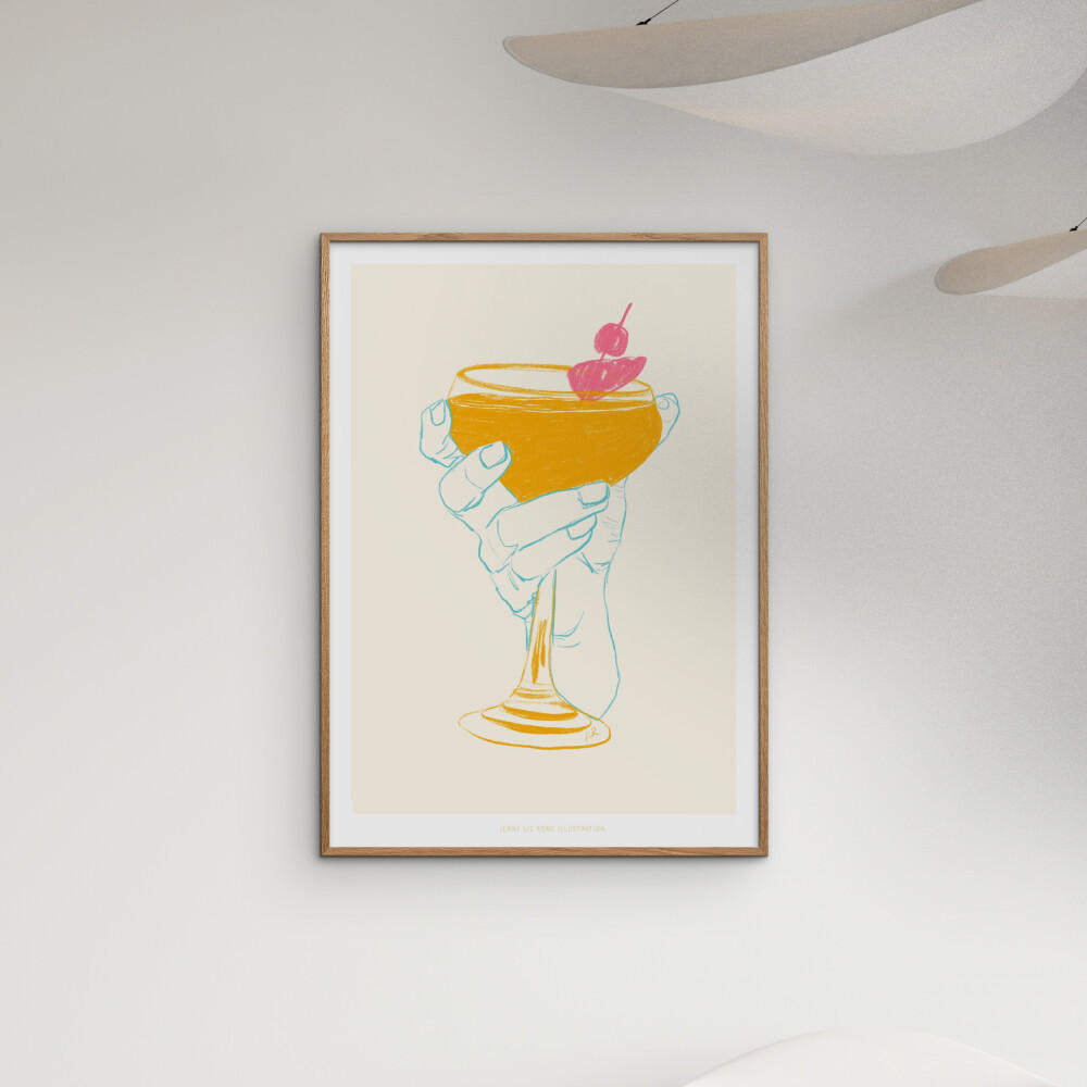 POSTER mit Rahmen Jenny Liz Rome - Cocktail 1 - Eichefarben/Orange, Holz/Papier (70/100cm) - Poster&Frame