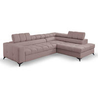 ECKSOFA Andrea L-Form mit verstellbaren Kopfstützen Schlaffunktion Bettkasten 267 cm rechts rosa - Rosa, Kunststoff (267/106cm) - Margaret Hadas24
