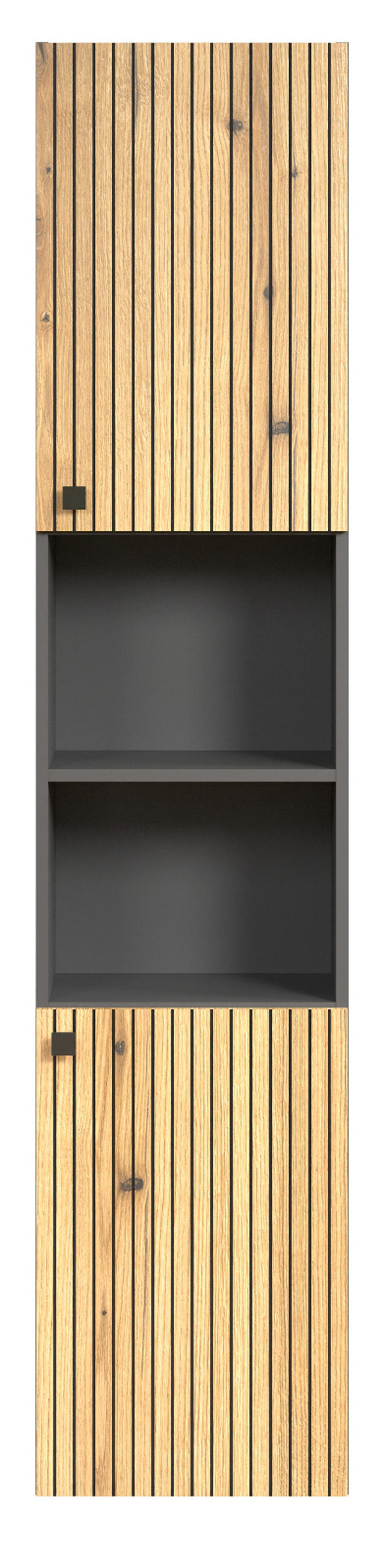 HOCHSCHRANK Evoke Eiche, grau 40 x 186 cm, Badschrank in modernem Design - Eichefarben/Anthrazit, Holzwerkstoff/Metall (40/186/31cm) - Top.Furn