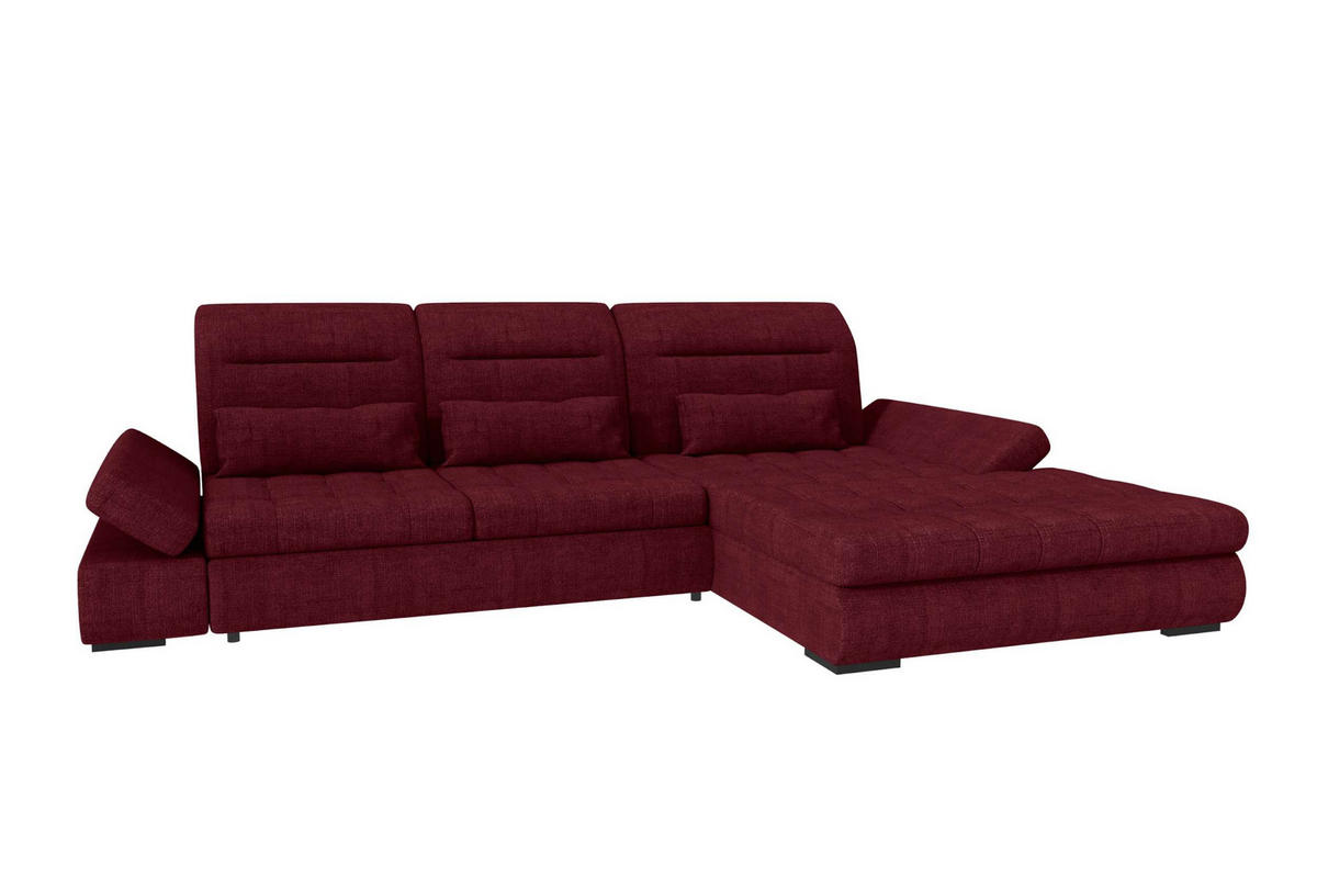 ECKSOFA Toscana Plus Velours inkl. Schlaffunktion - Bordeaux, Textil (300/179cm) - 99rooms