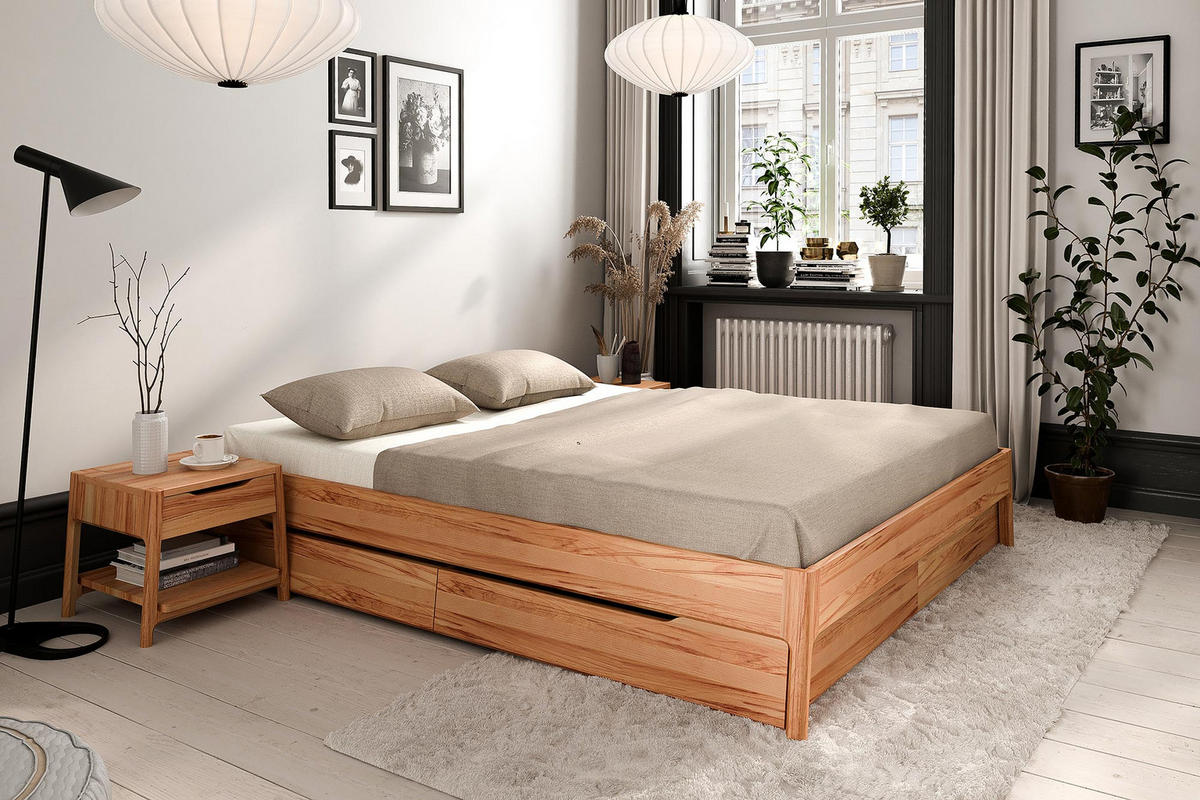 MASSIVHOLZBETT PAUL 3 80 x 190 Kernbuche - Kernbuche, Holz (80/190cm) - byoak