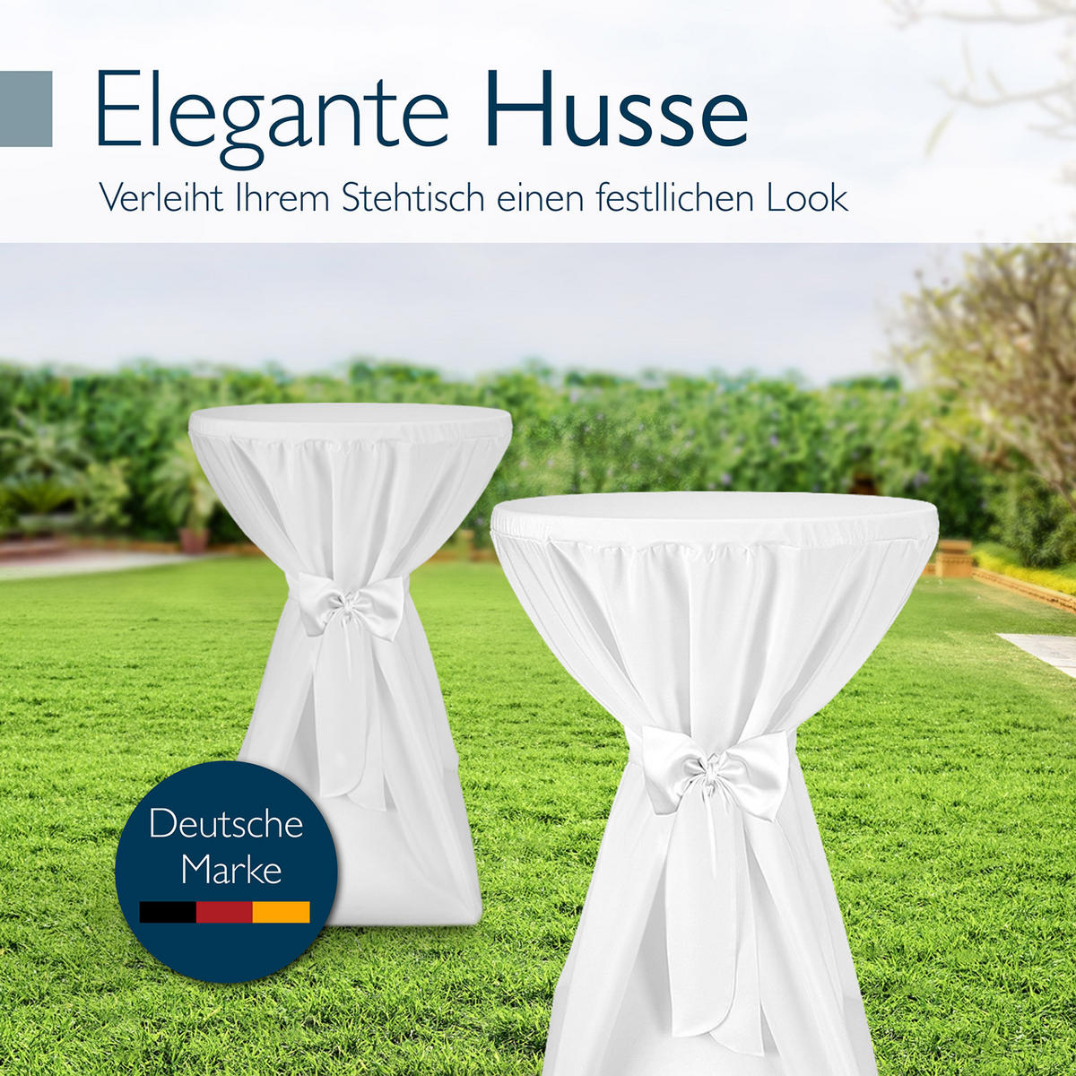 STEHTISCHHUSSE Premium Ø 60cm Weiß - Weiß, Kunststoff/Textil (60/145cm) - Beautissu 