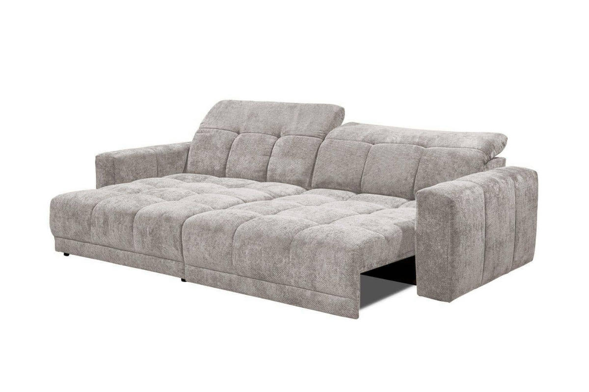 ECKSCHLAFSOFA mit elektronische Sitztiefenverstellung - Hellgrau/Schwarz, Holzwerkstoff/Kunststoff (297/170cm) - ed exciting design