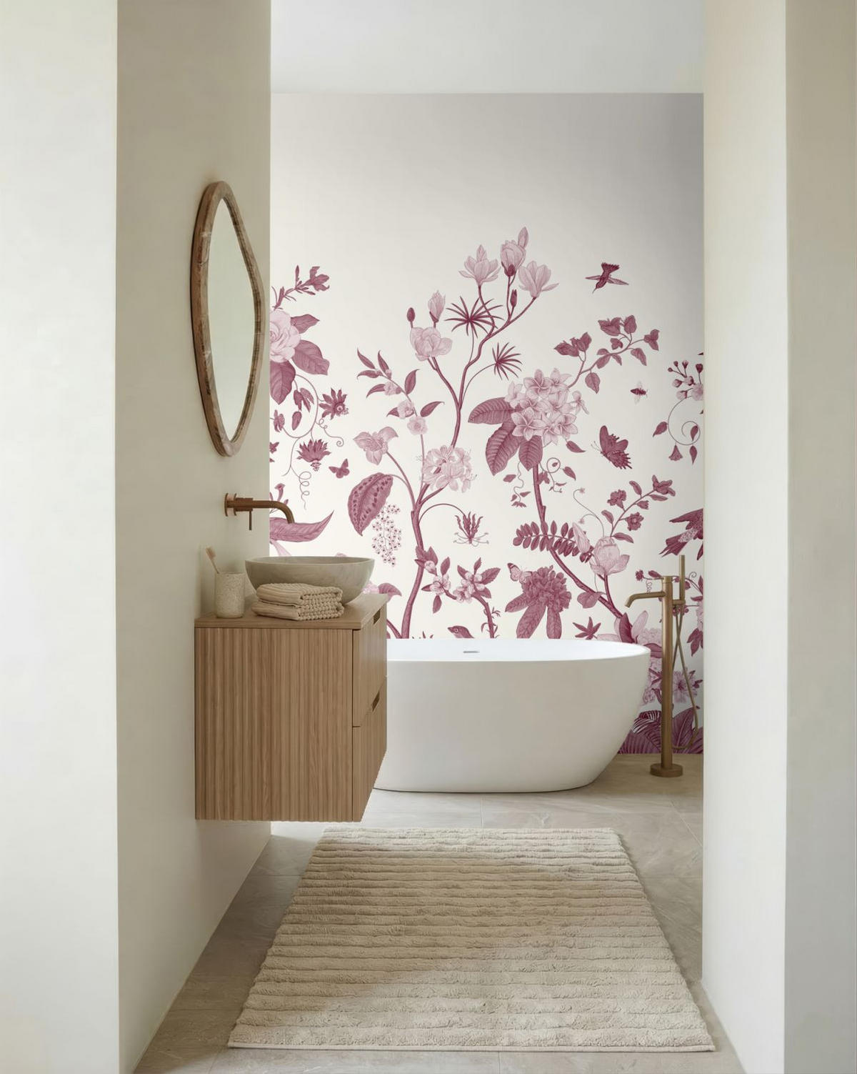 FOTOTAPETE Toile de Jouy 2.5 x 2.79 m - Rot, Papier (250/279cm) - ESTAhome