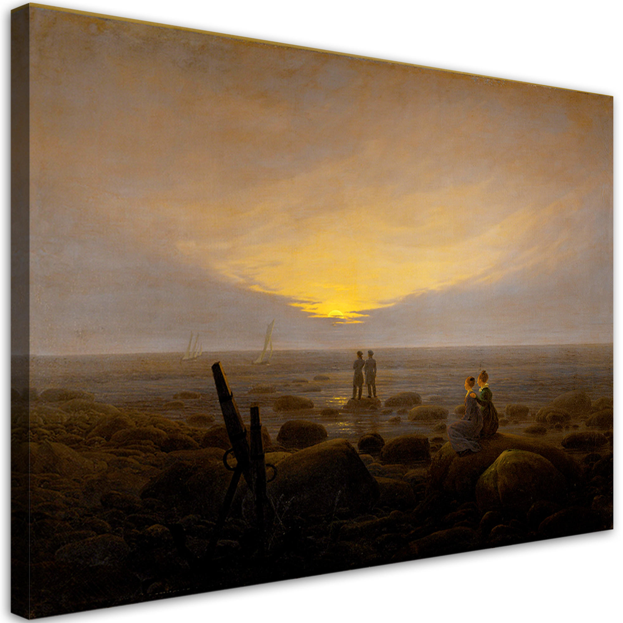 WANDBILD mondaufgang über dem meer caspar david friedrich - Multicolor, Textil (60/40cm) - Feeby