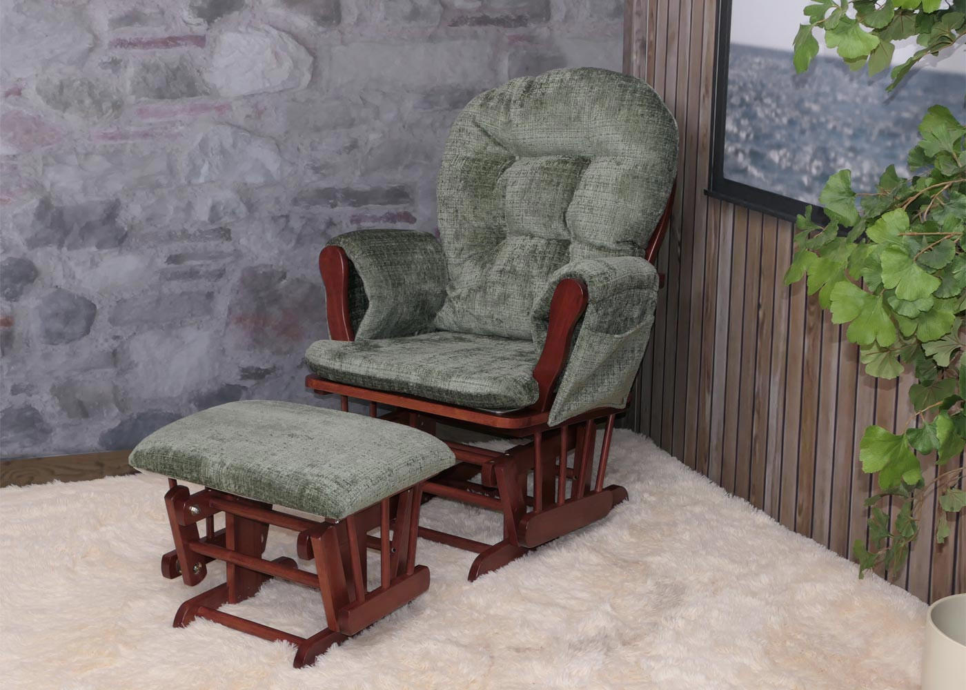 RELAXSESSEL Grün, Braun - Braun/Grün, Textil (75/100/71cm) - MCW