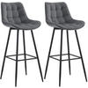 BARHOCKER 2er Set Samt dunkelgrau - Dunkelgrau/Schwarz, Textil/Metall (47/106/52cm) - CLP