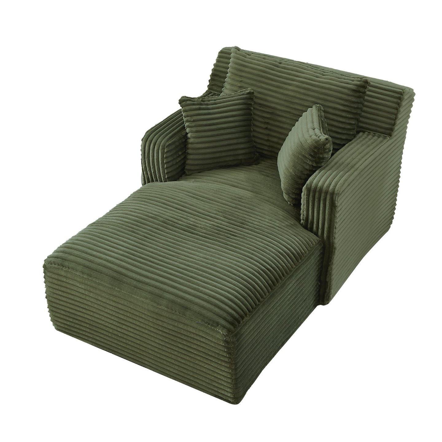SOFA Cord Grün als Relaxsessel und Schlafsofa - Grün, Textil (100/82/166cm) - WISHDOR