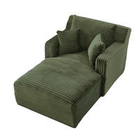 SOFA Cord Grün als Relaxsessel und Schlafsofa - Grün, Textil (100/82/166cm) - WISHDOR