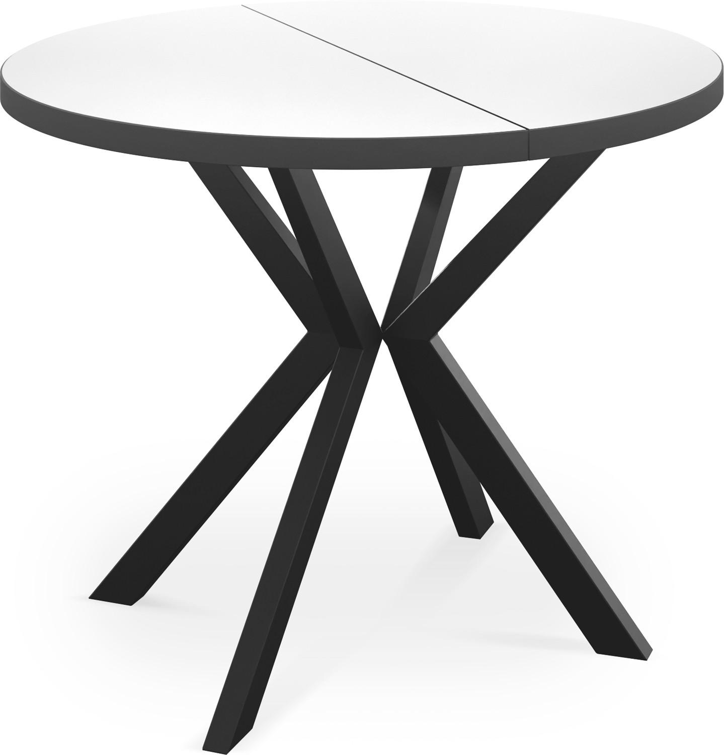 ESSTISCH Vincento runder ausziehbar, Weiß 120-200/120/76 cm - Schwarz/Weiß, Holzwerkstoff/Metall (120/120/76cm) - WFL GROUP