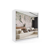 KLEIDERSCHRANK mit Spiegel-Schiebetüren und Aluminium-Leisten - DEBI - 200 cm Weiß - Weiß, Holzwerkstoff (200/216/61cm) - ALTDECOR