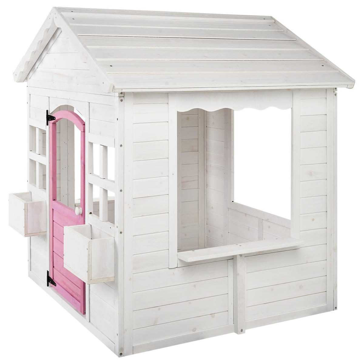 GARTENSPIELHAUS Weiß Nikaia - Pink/Weiß, Holz (130/124/110cm) - Beliani