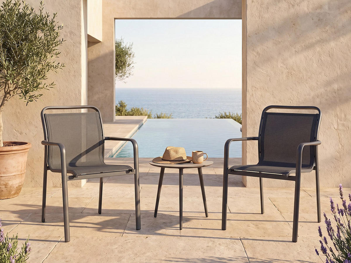 GARTENSTUHL 2er-Set - 57 cm x 60 cm - metall - anthrazitgrau Velyra - Anthrazit, Metall (57/85/60cm) - Vente-Unique