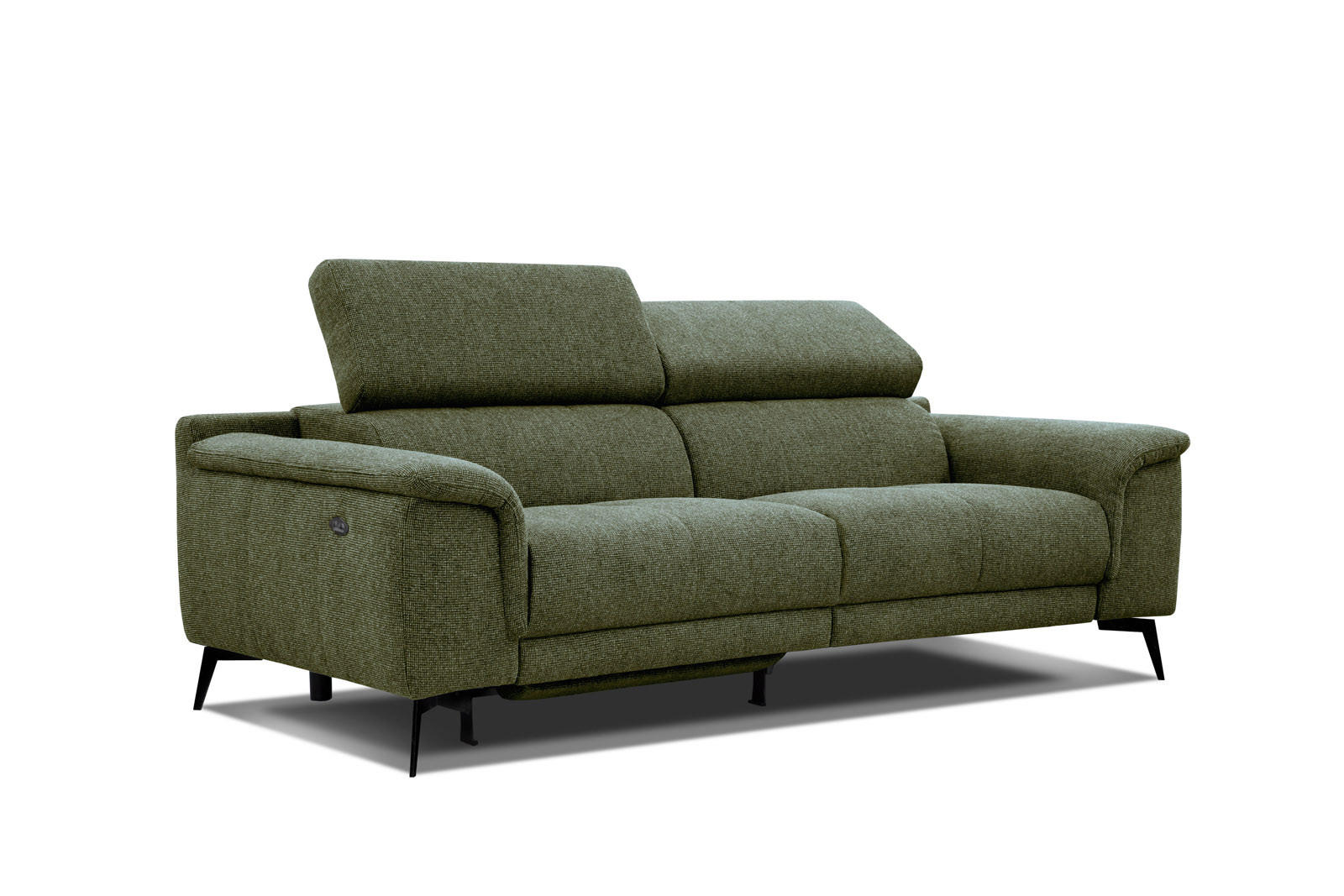 RELAXSOFA FIERO 3-Sitzer mit 1 Relaxfunktion, olivgrün - Schwarz/Olivgrün, Holzwerkstoff/Textil (212/82/103cm) - Courtois Laville