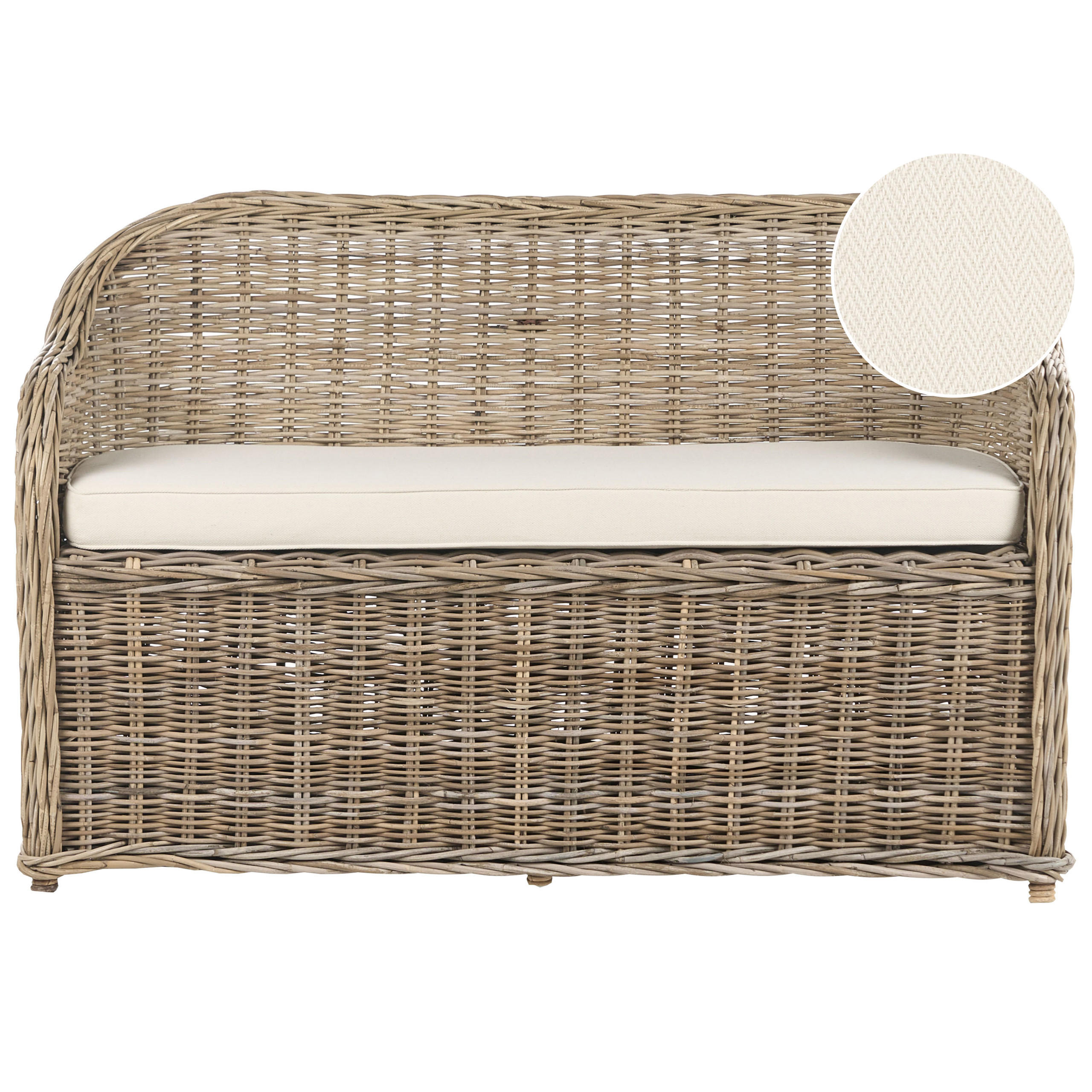 GARTENSOFA 2-Sitzer Naturfarben Susua - Naturfarben/Weiß, Naturmaterialen (141/86/69cm) - Beliani