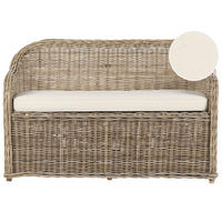 GARTENSOFA 2-Sitzer Naturfarben Susua - Naturfarben/Weiß, Naturmaterialien (141/86/69cm) - Beliani
