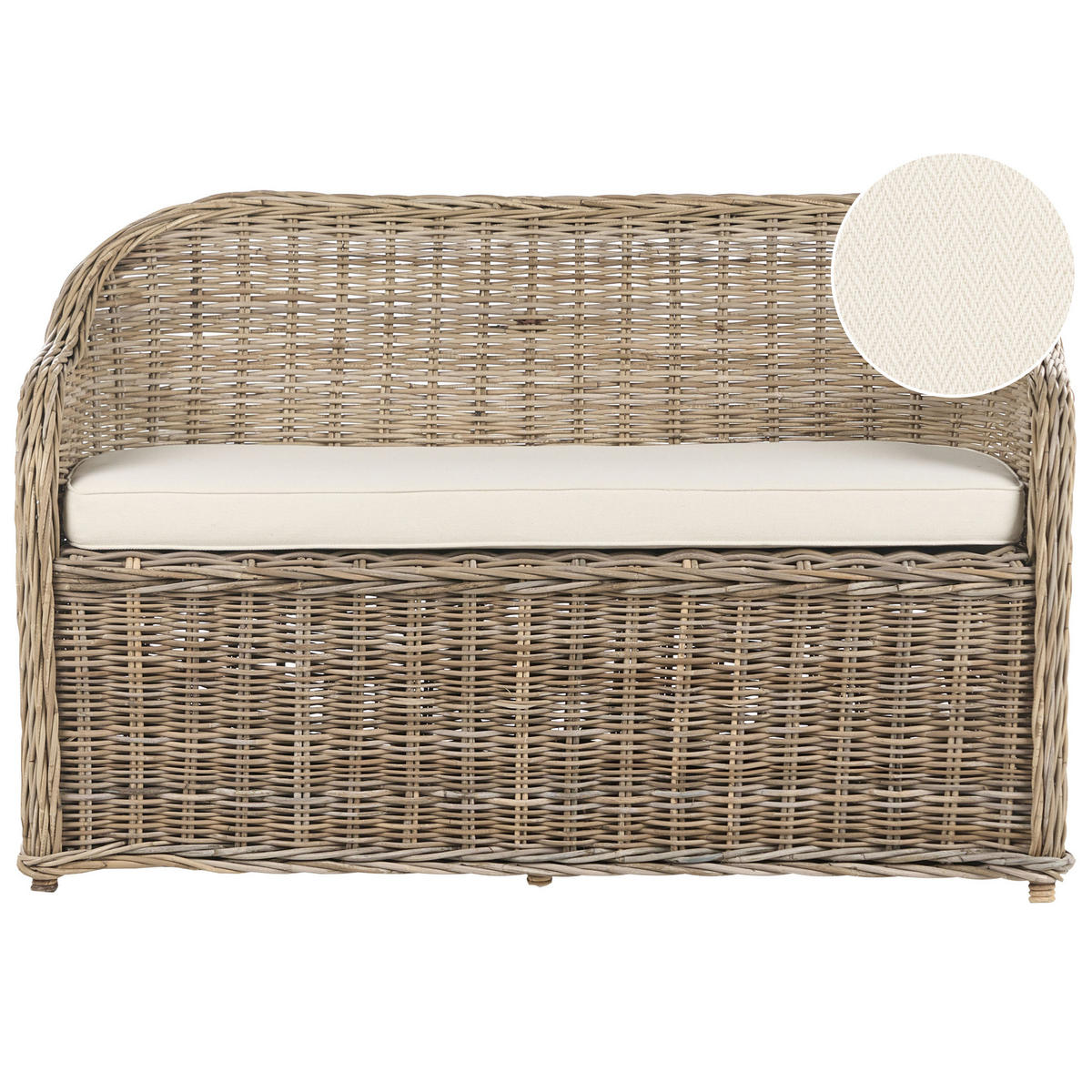 GARTENSOFA 2-Sitzer Naturfarben Susua - Naturfarben/Weiß, Naturmaterialien (141/86/69cm) - Beliani