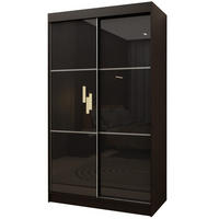 ŠATNÍ SKŘÍŇ S POSUVNÝMI DVEŘMI VITALE, 120/216/61 cm 2dveřová, černá - černá, kompozitní dřevo (120/216/61cm) - MASSENO