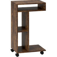 BEISTELLTISCH 40/30/69 cm in Rustikalbraun mit 3 Fächern und 4 Rollen - Braun, Holz (40/30/69cm) - Flora Grace