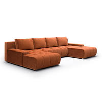 PANORAMASOFA Jonas 5 Sitzplätze Ziegelorange - Orange, Holz (350/85/185cm) - Petits-meubles