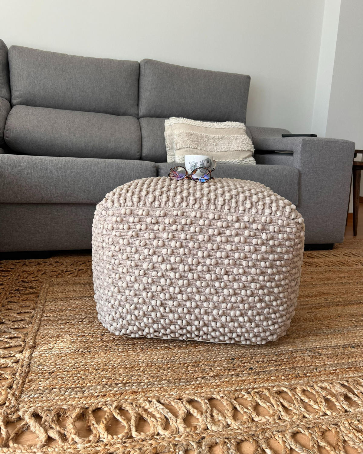 POUF taupe Kingri - taupe, materiale naturale (50/35/50cm) - Beliani