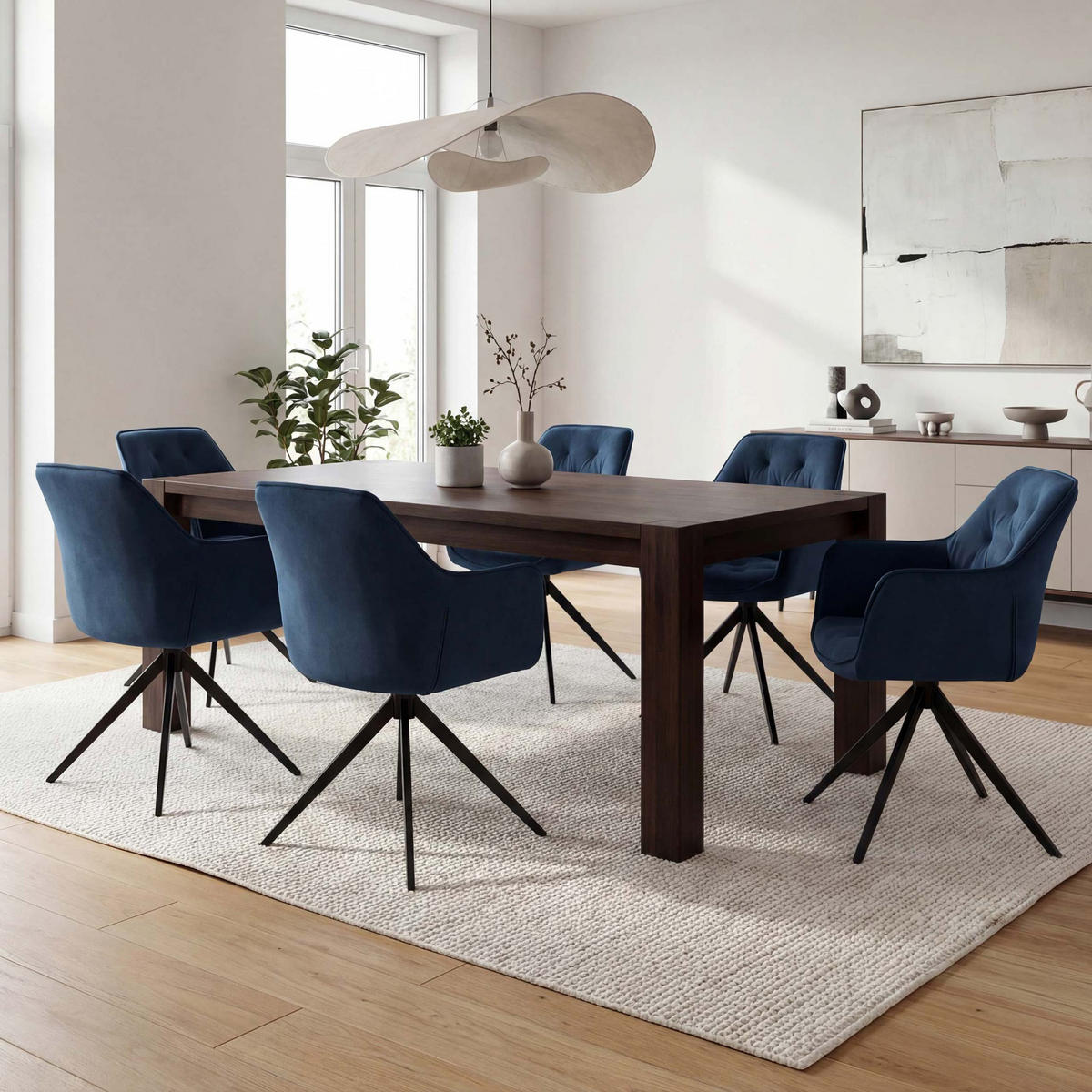 ESSZIMMERSTUHL Blau 6er-Set - Blau, Textil (55/87/60cm) - MCW