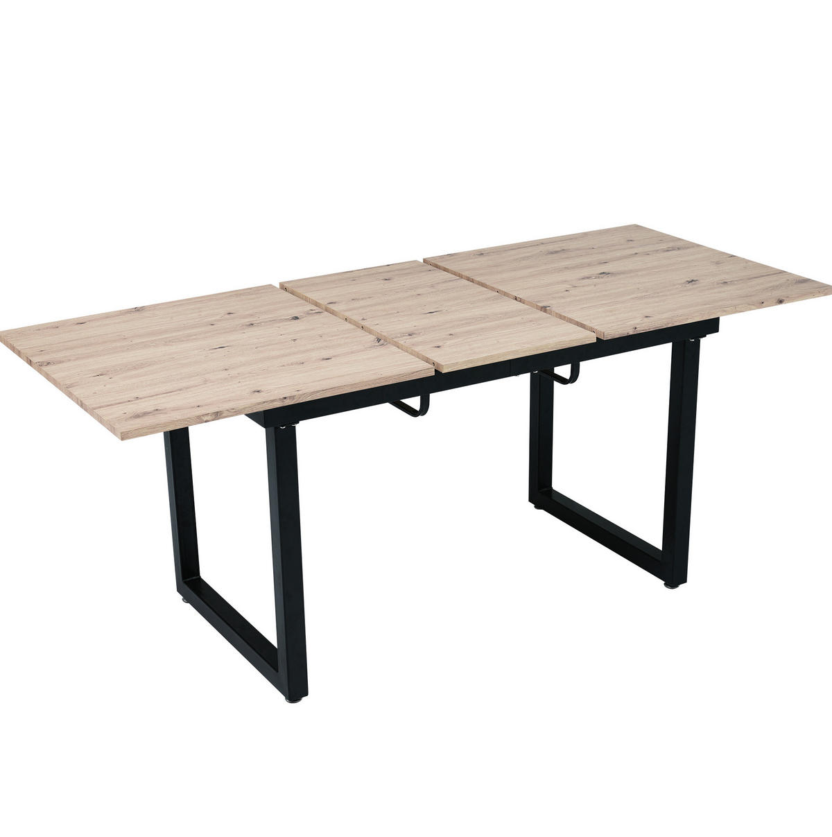 JÍDELNÍ stůl 140/180/80/75 cm, MDF, černá/přírodní, rozkládací v industriálním stylu - barva dubu, kompozitní dřevo (180/80/75cm) - BEAOK
