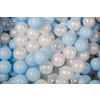 BÄLLE für Bällebad, Spielbälle, Plastikbälle für Kinder Set 50 pcs.: Perlweiß/Blau/Transparent - Blaugrau, Textil (7/7/7cm) - MeowBaby