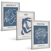 BILDER SET 3er Set - 40x60 cm Silberner Rahmen - Matisses stilvolle abstrakte Muster - Silberfarben, Kunststoff (40/60cm) - TULUP