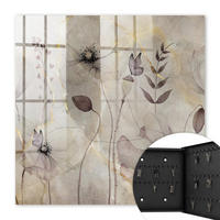 SCHLÜSSELBOX Schwarz 30x30 cm- Türöffnung nach rechts - Zarte Flora - Grau, Metall (30/30/5cm) - TULUP
