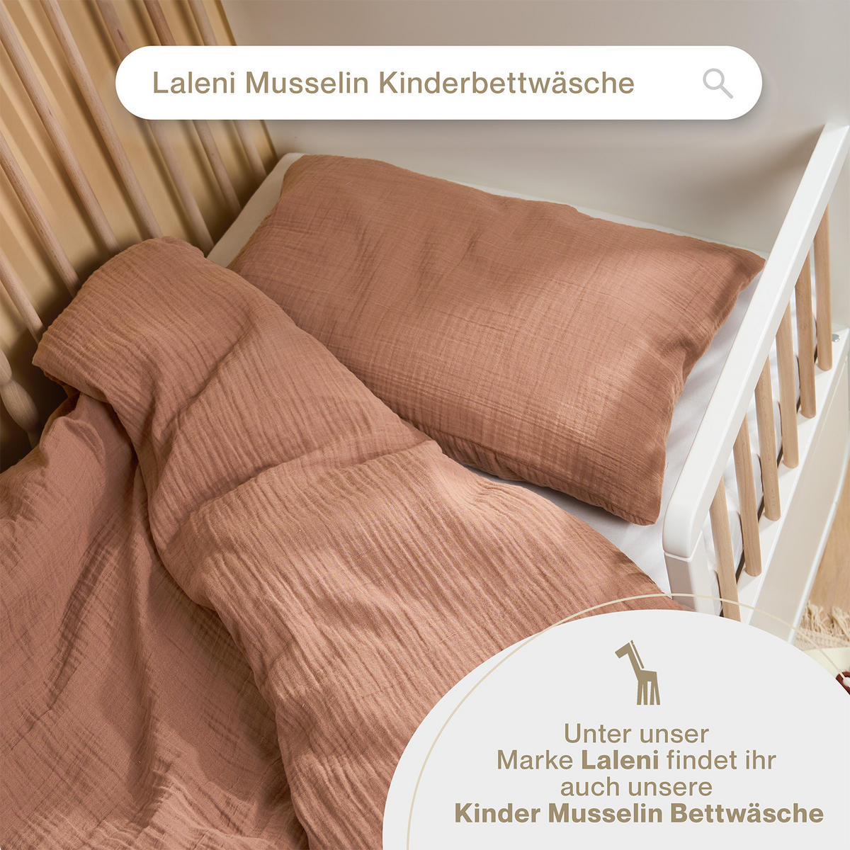 BETTWÄSCHE Musselin, 100% Baumwolle, 200/220 cm & 2x 80/80 cm - Kupferfarben, Textil (200/220cm) - Blumtal