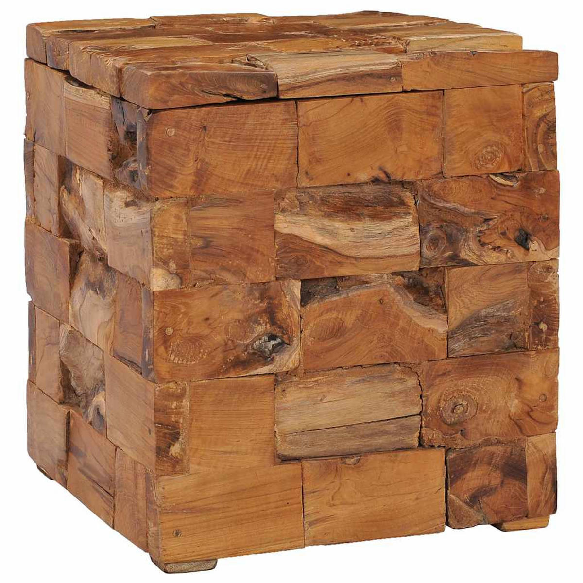 HOCKER Mit Stauraum Massivholz Teak - Braun, Holz (40/45/40cm) - vidaXL