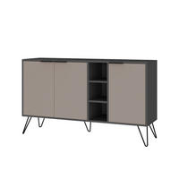 BUFFET 3 Nischen und 3 Türen L142 cm - Clara - Taupe, Holzwerkstoff (35.6/83/142cm) - Calicosy
