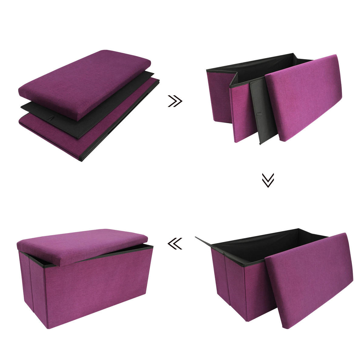 FUSSHOCKER Lila 38/76/38 cm - Lila, Textil (38/38/76cm) - Mobili Rebecca
