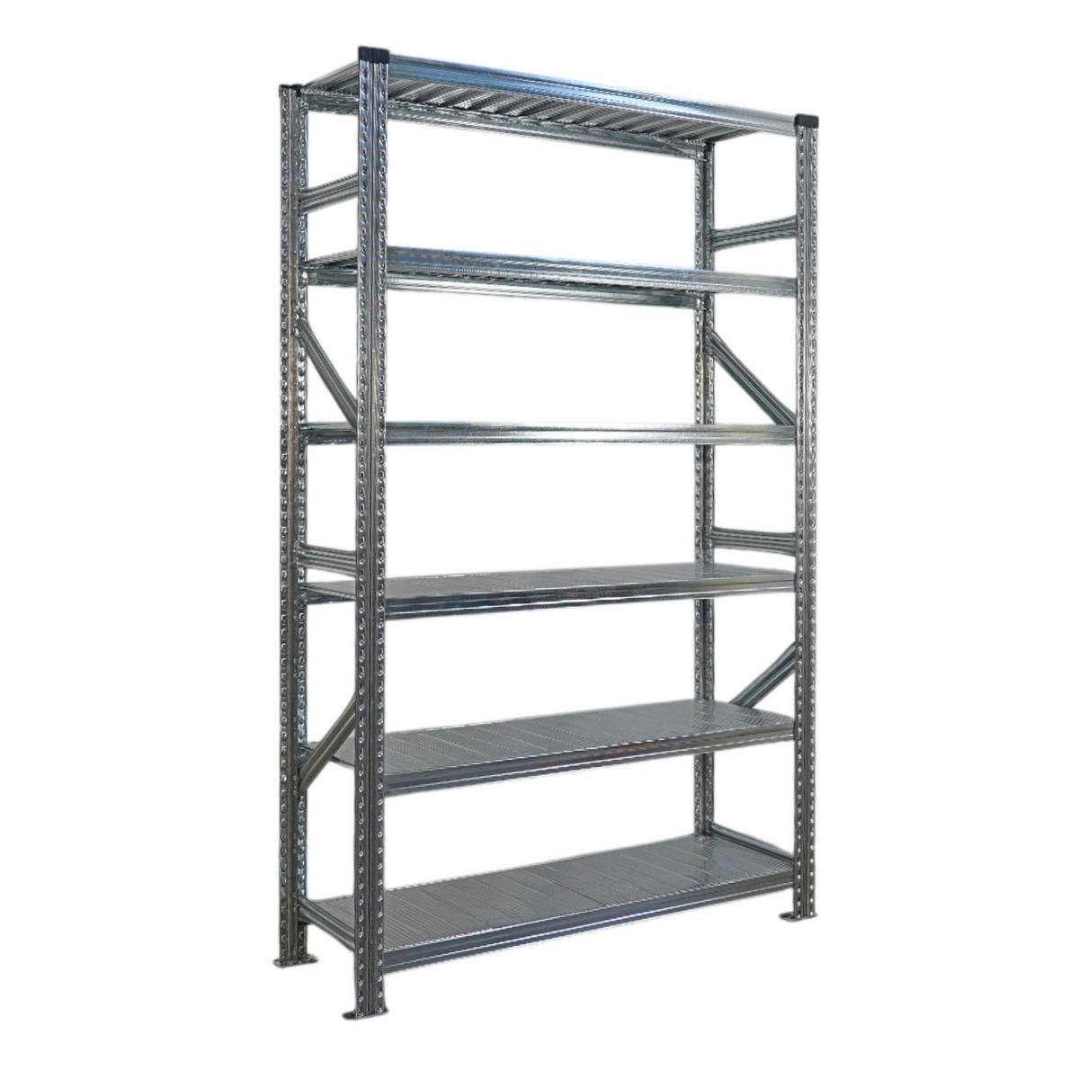 FACHBODENREGAL Proximo Stecksystem 210x360x50cm 6 Ebenen Beidseitig nutzbar Verzinkt - Silberfarben, Metall (360/210/50cm) - PROREGAL