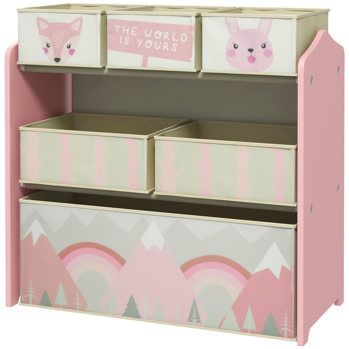 KINDERREGAL DE-17230 6 herausnehmbare Vliesstoffboxen Rosa - Pink, Metall (63/66/30cm) - ComfortXL